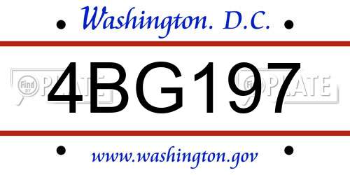 4BG197 District Of Columbia License Plate