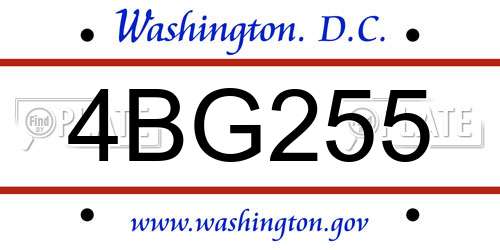 4BG255 District Of Columbia License Plate