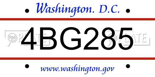 4BG285 District Of Columbia License Plate