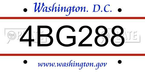 4BG288 District Of Columbia License Plate