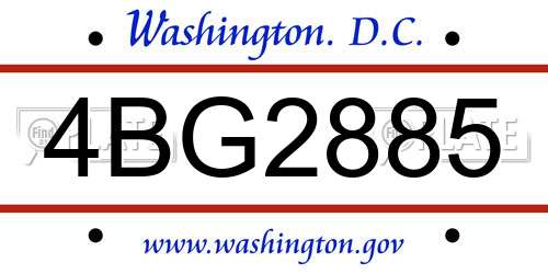4BG2885 District Of Columbia License Plate