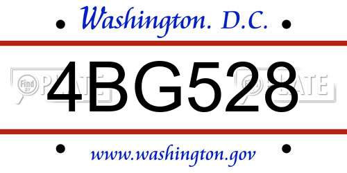 4BG528 District Of Columbia License Plate