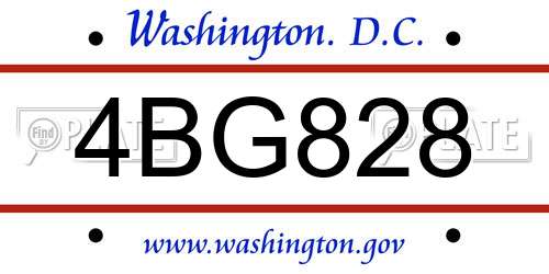 4BG828 District Of Columbia License Plate