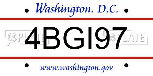 4BGI97 District Of Columbia License Plate