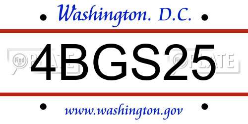 4BGS25 District Of Columbia License Plate