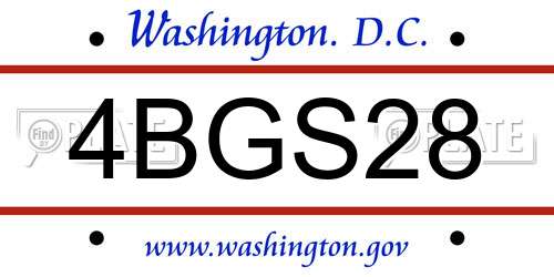 4BGS28 District Of Columbia License Plate