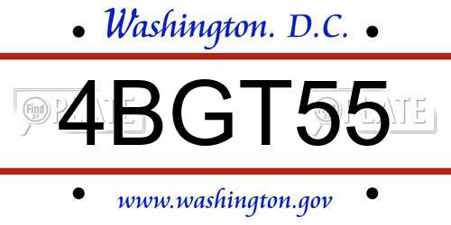 4BGT55 District Of Columbia License Plate