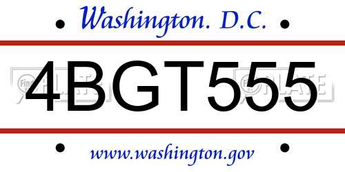 4BGT555 District Of Columbia License Plate