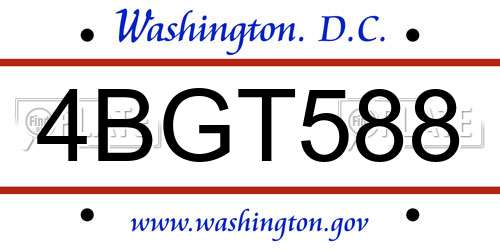 4BGT588 District Of Columbia License Plate