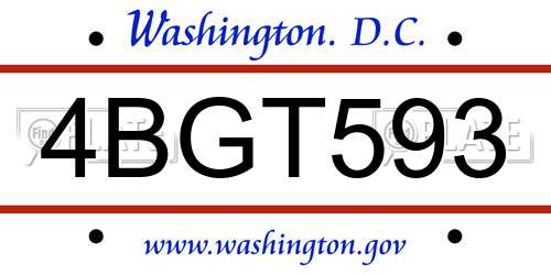 4BGT593 District Of Columbia License Plate