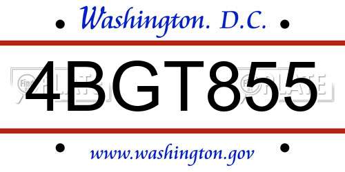 4BGT855 District Of Columbia License Plate