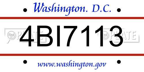4BI7113 District Of Columbia License Plate