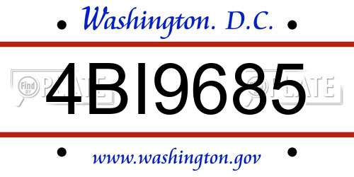 4BI9685 District Of Columbia License Plate