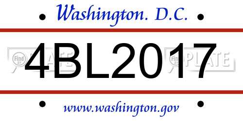 4BL2017 District Of Columbia License Plate