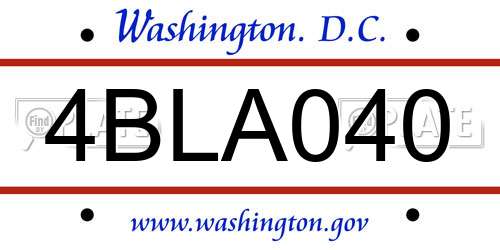 4BLA040 District Of Columbia License Plate