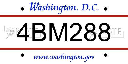 4BM288 District Of Columbia License Plate