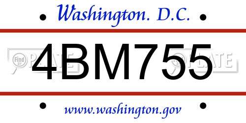 4BM755 District Of Columbia License Plate