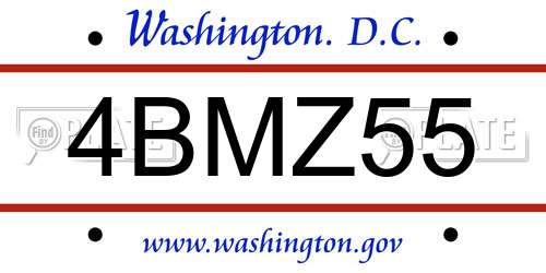4BMZ55 District Of Columbia License Plate