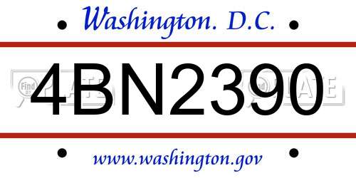 4BN2390 District Of Columbia License Plate