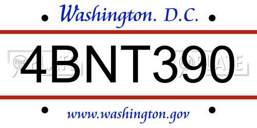 4BNT390 District Of Columbia License Plate