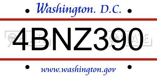 4BNZ390 District Of Columbia License Plate