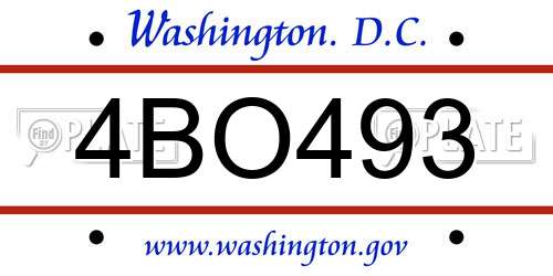 4BO493 District Of Columbia License Plate