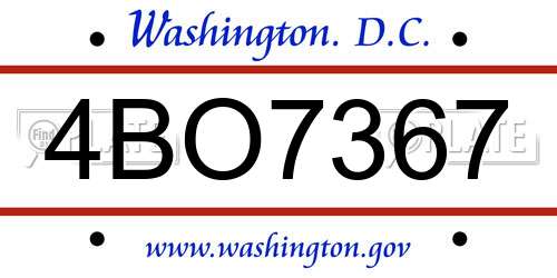 4BO7367 District Of Columbia License Plate