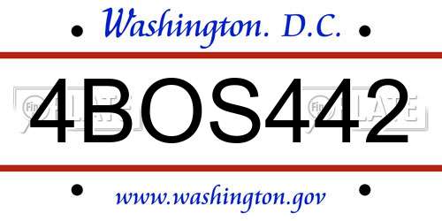 4BOS442 District Of Columbia License Plate