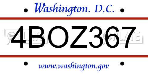 4BOZ367 District Of Columbia License Plate