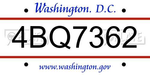 4BQ7362 District Of Columbia License Plate