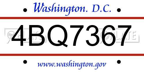 4BQ7367 District Of Columbia License Plate