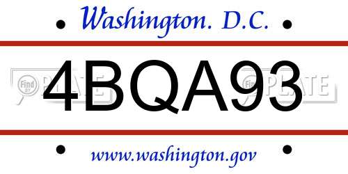 4BQA93 District Of Columbia License Plate