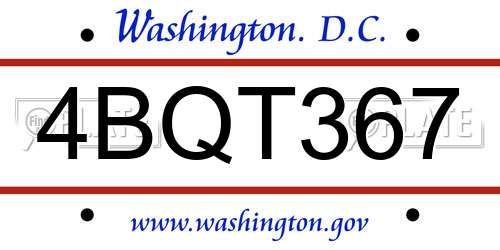 4BQT367 District Of Columbia License Plate