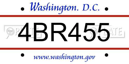 4BR455 District Of Columbia License Plate