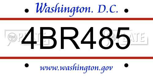 4BR485 District Of Columbia License Plate