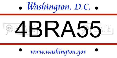 4BRA55 District Of Columbia License Plate