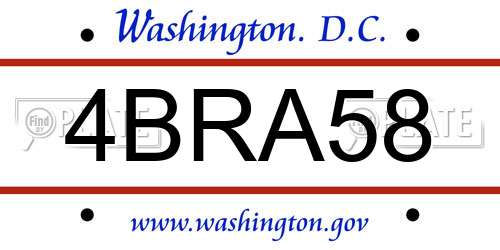 4BRA58 District Of Columbia License Plate