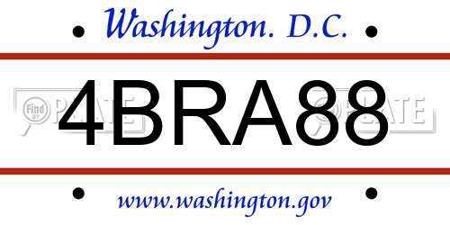 4BRA88 District Of Columbia License Plate