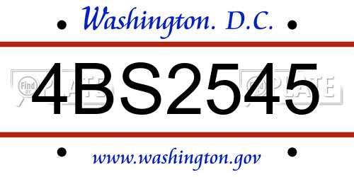 4BS2545 District Of Columbia License Plate