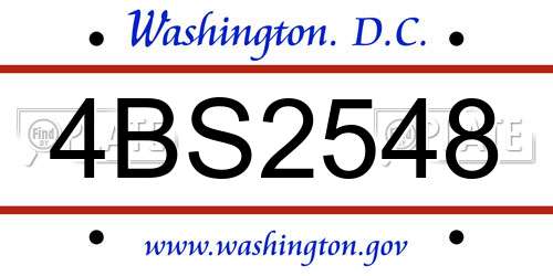 4BS2548 District Of Columbia License Plate