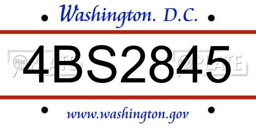 4BS2845 District Of Columbia License Plate