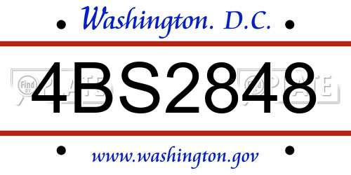 4BS2848 District Of Columbia License Plate