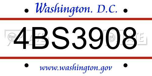 4BS3908 District Of Columbia License Plate