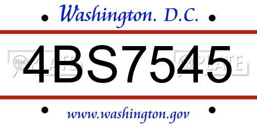 4BS7545 District Of Columbia License Plate