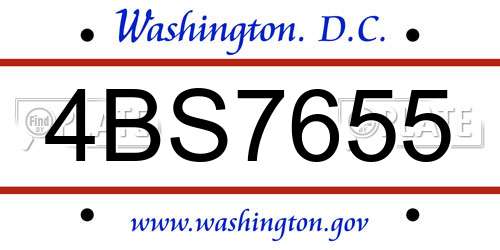 4BS7655 District Of Columbia License Plate