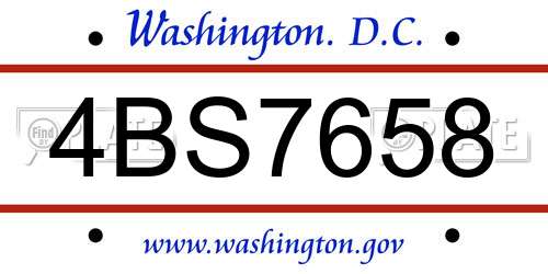 4BS7658 District Of Columbia License Plate