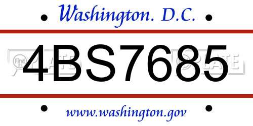 4BS7685 District Of Columbia License Plate