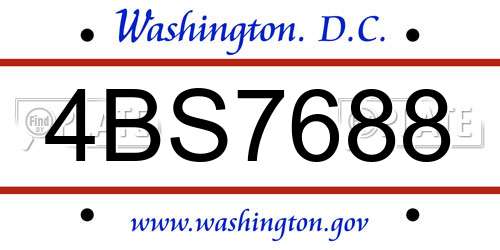 4BS7688 District Of Columbia License Plate