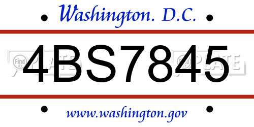 4BS7845 District Of Columbia License Plate