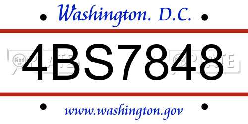 4BS7848 District Of Columbia License Plate